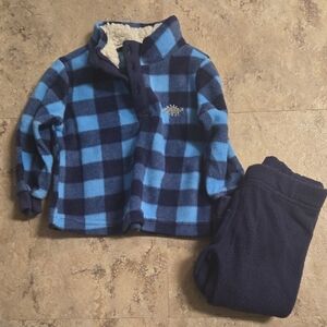 Bon Bebe Blue Plaid Fleece Set
